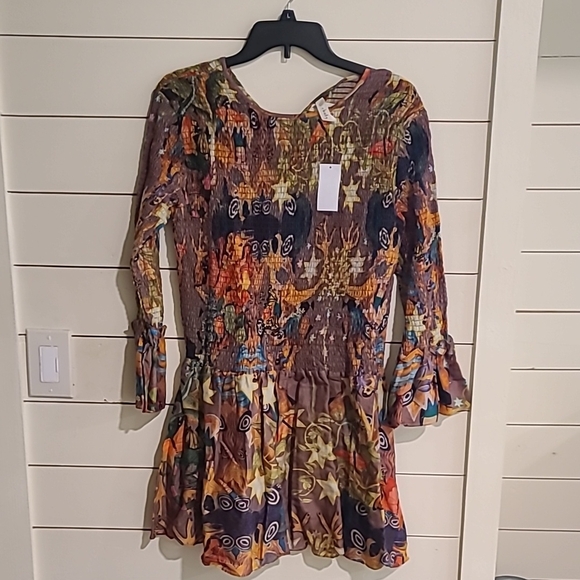 NWT Smocked Multicolor Long Sleeve Dress - Picture 1 of 6